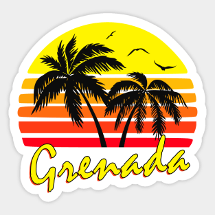 Grenada Retro Sunset Sticker